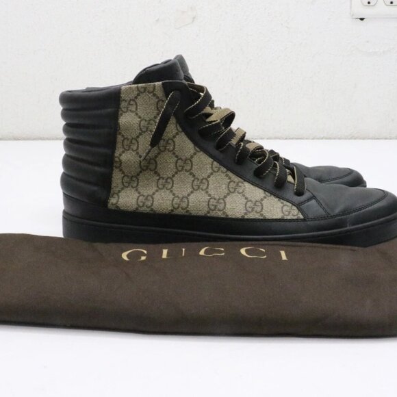 GUCCI GG Supreme Tessuto Beige High Top Men Sneakers Size 10.5 US/ 44 EU - Picture 1 of 16